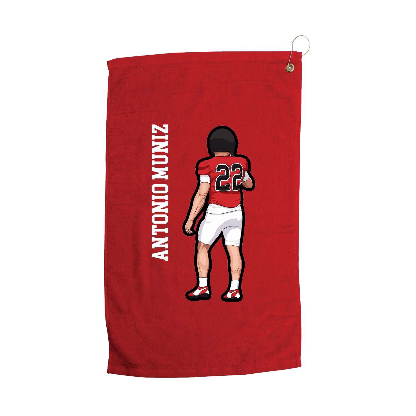 Golf Towel — Name Vertical in Red