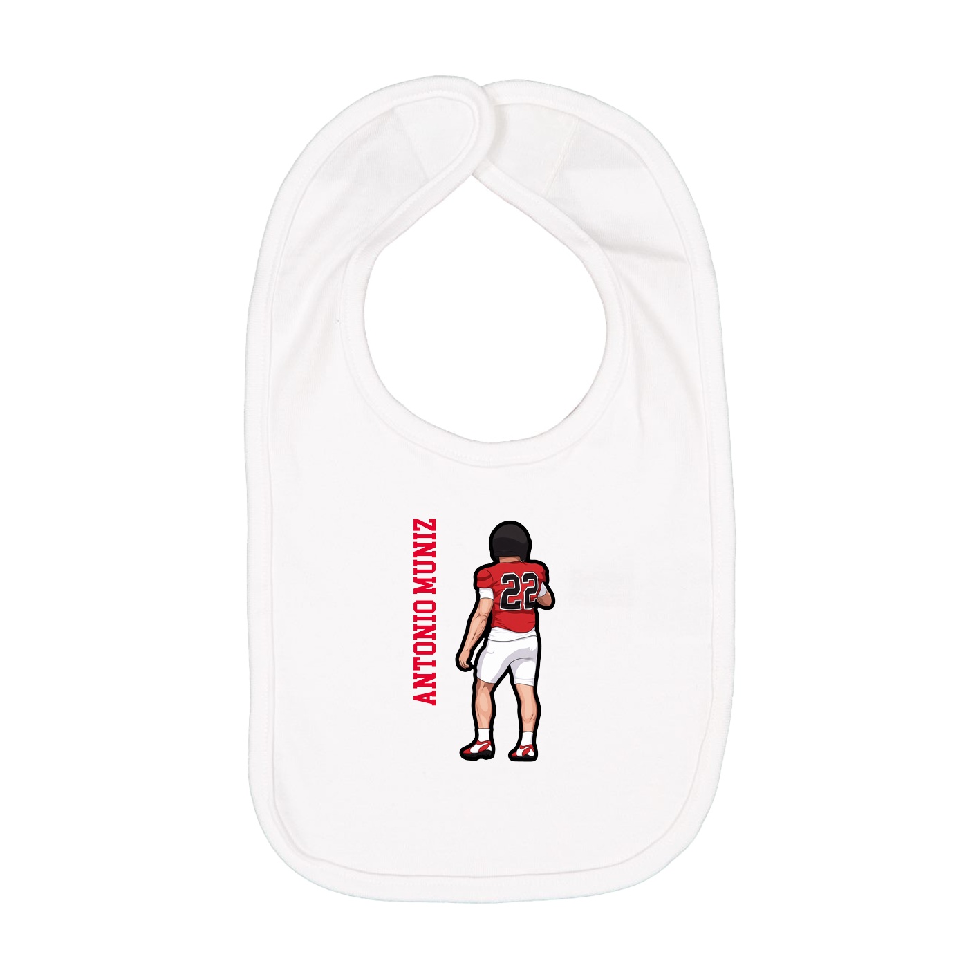 Infant Bib — Name Vertical in White
