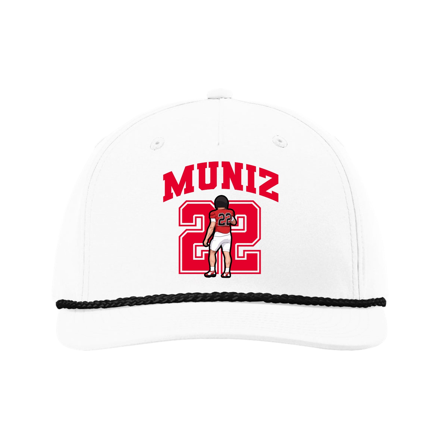 Five-Panel Classic Rope Cap — Number in White