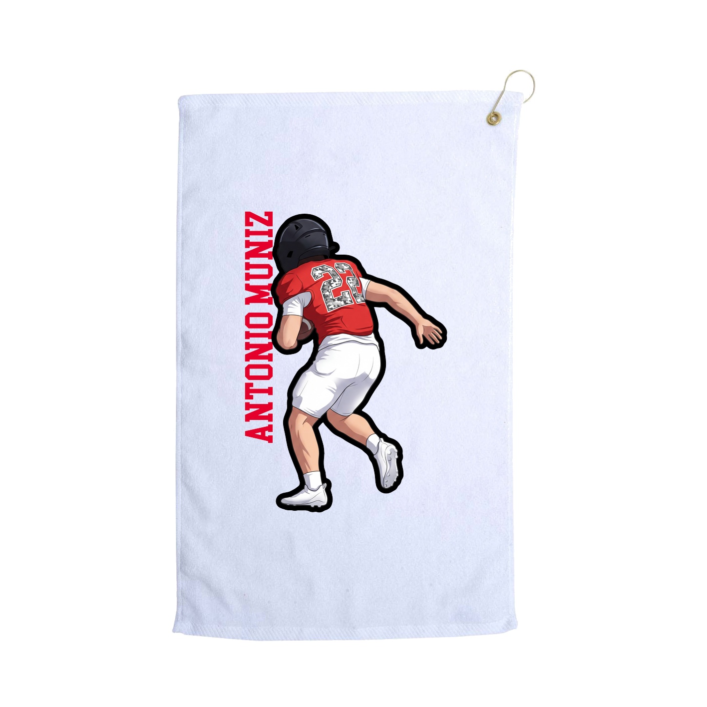 Golf Towel — Name Vertical in White