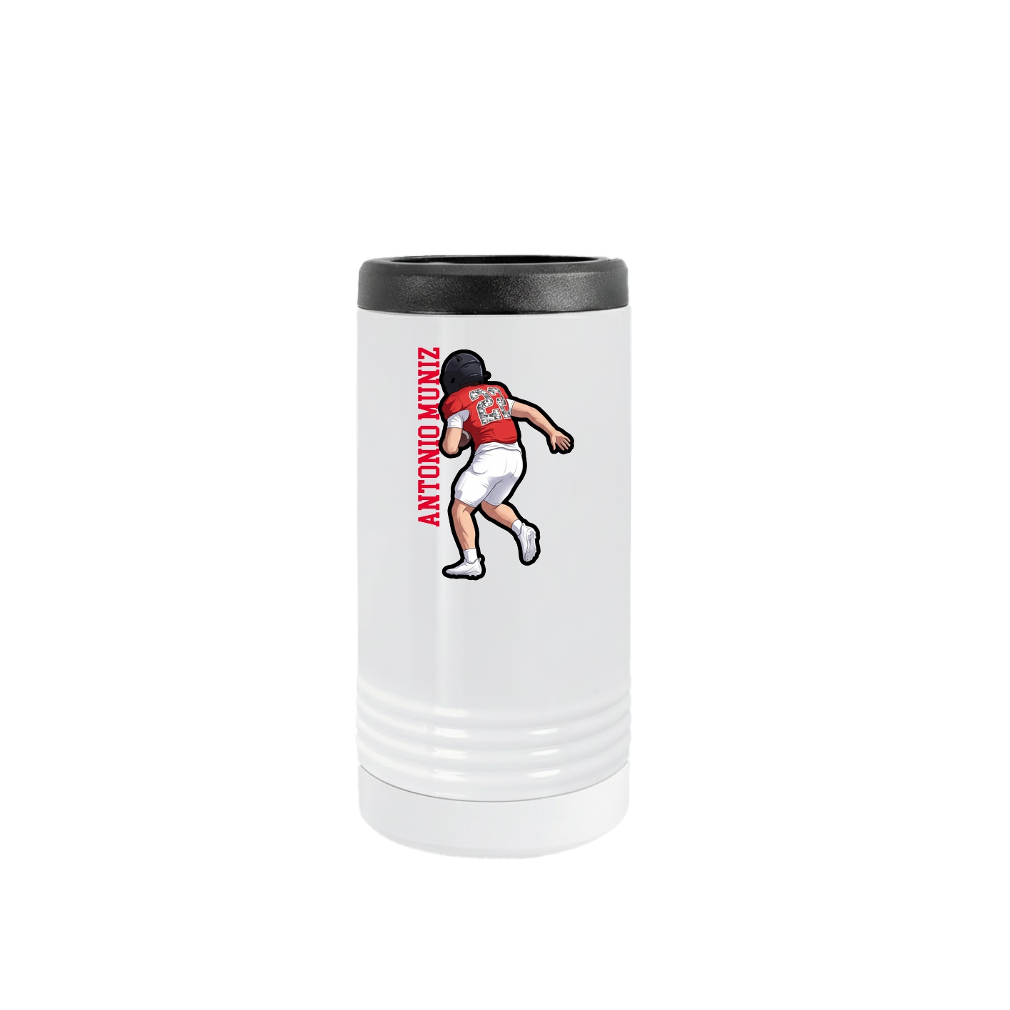 Slim Beverage Holder — Name Vertical in White
