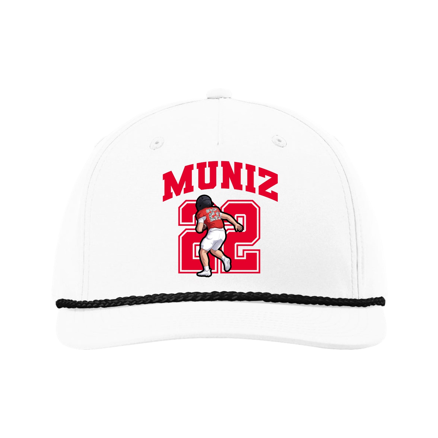 Five-Panel Classic Rope Cap — Number in White