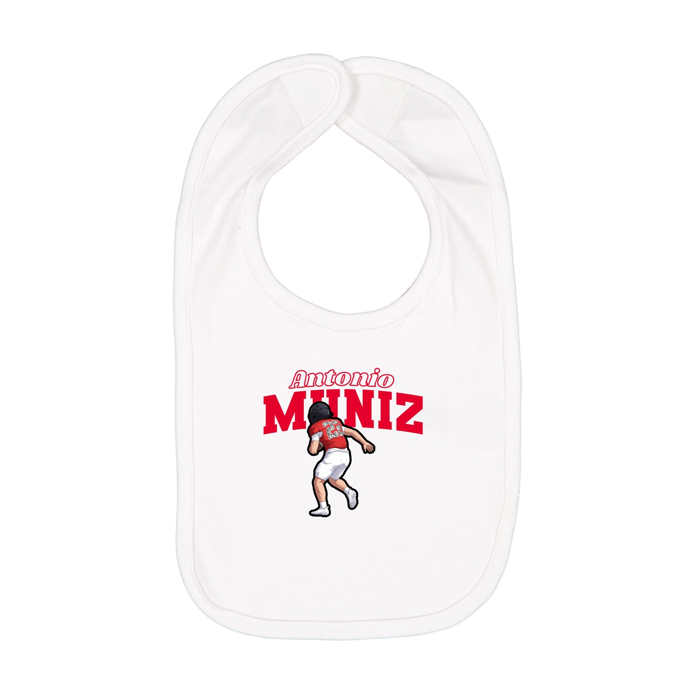 Infant Bib — Name Arch in White
