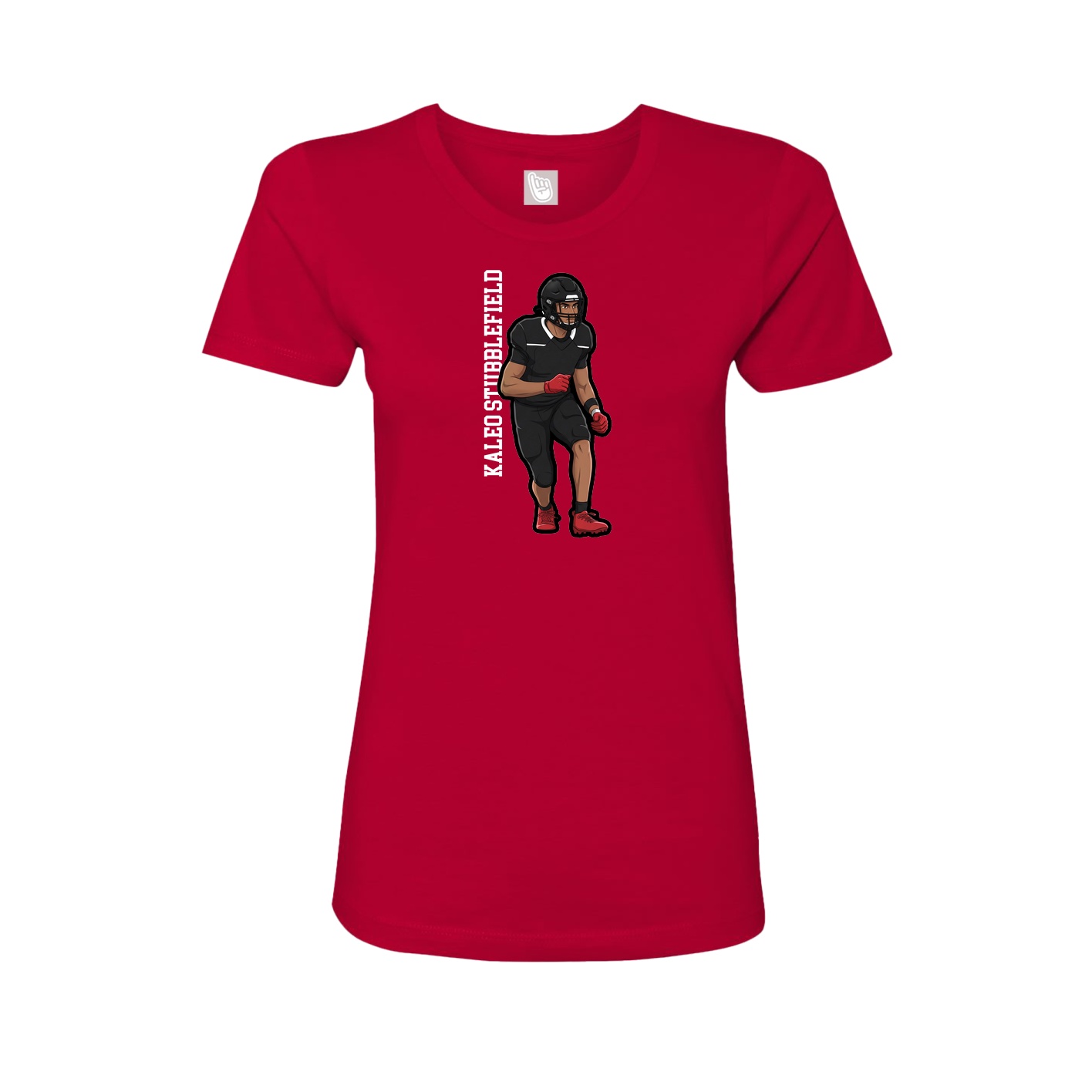 Fitted Women's Tee — Name Vertical in Red