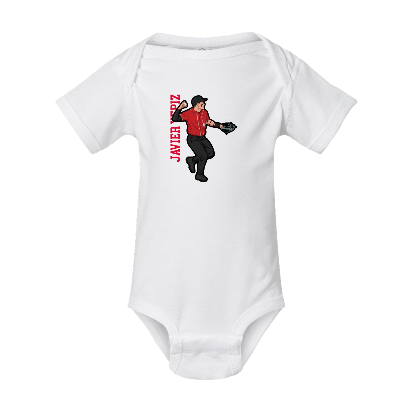 Baby Onesie — Name Vertical in White
