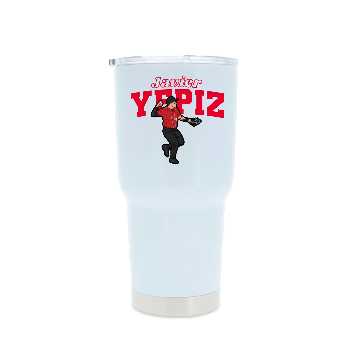 30oz Stainless Steel Tumbler — Name Arch in White