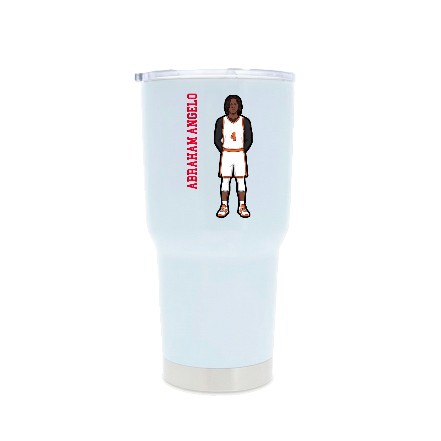 30oz Stainless Steel Tumbler — Name Vertical in White