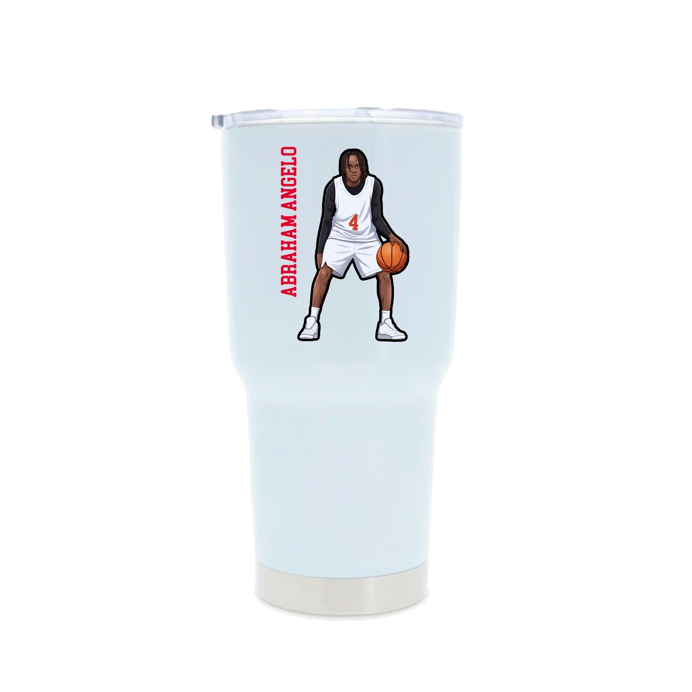 30oz Stainless Steel Tumbler — Name Vertical in White