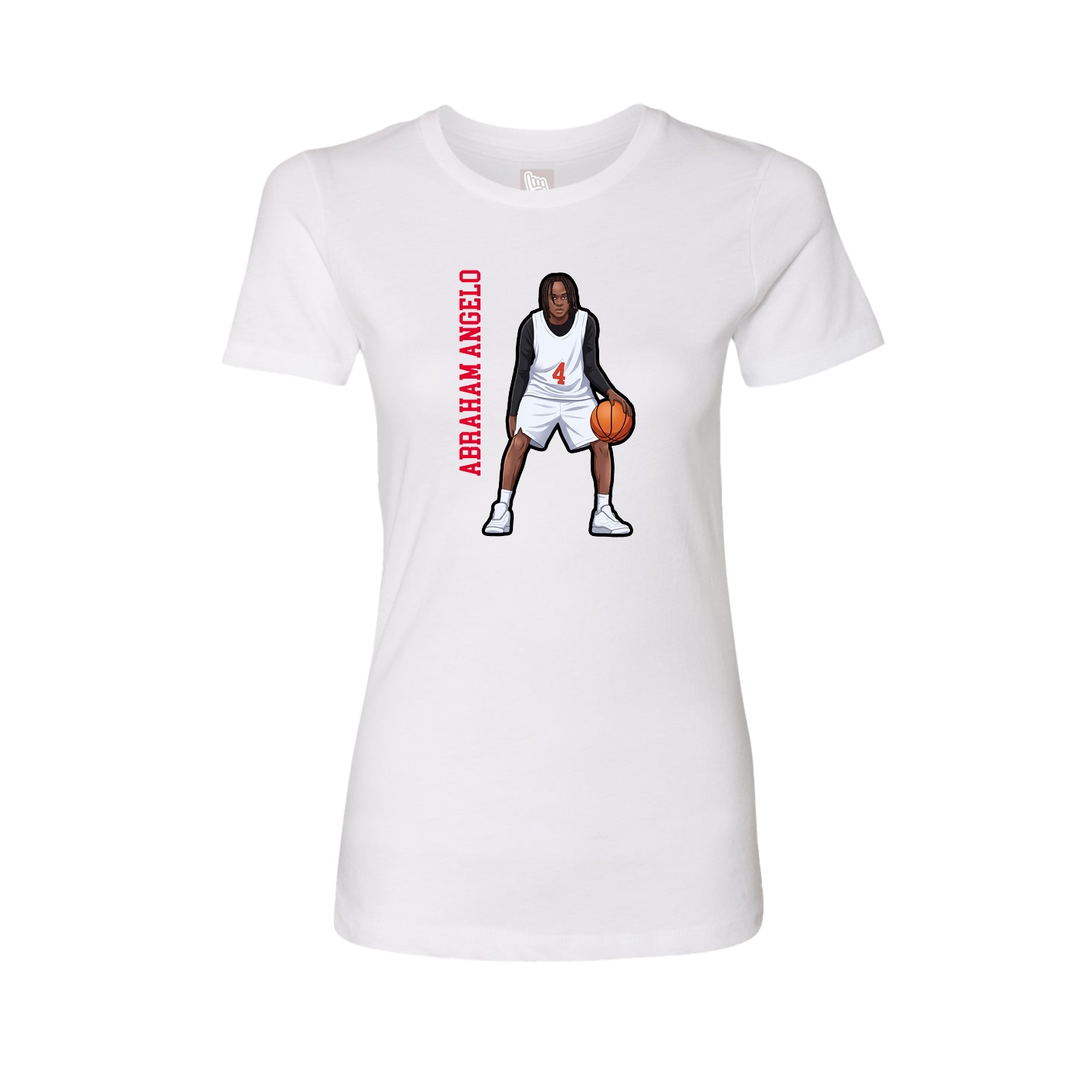 Fitted Women's Tee — Name Vertical in White