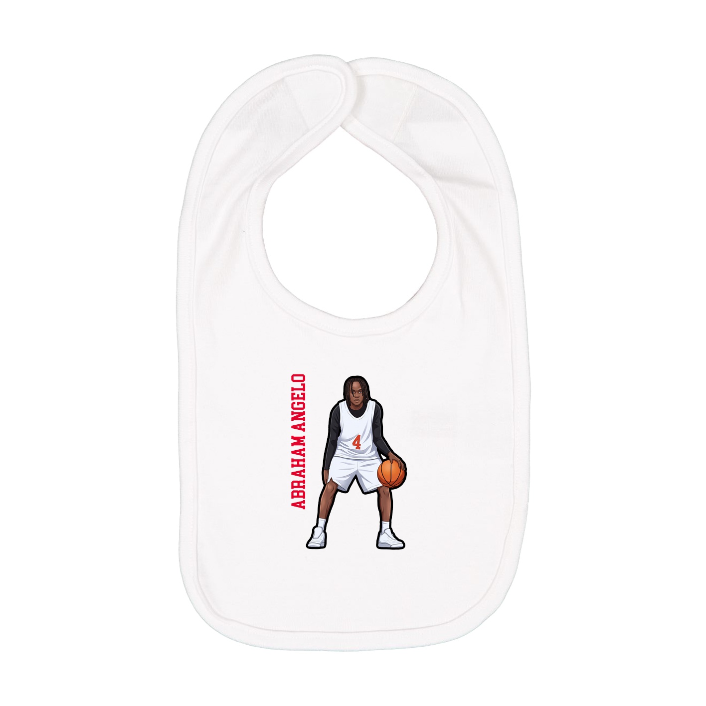 Infant Bib — Name Vertical in White