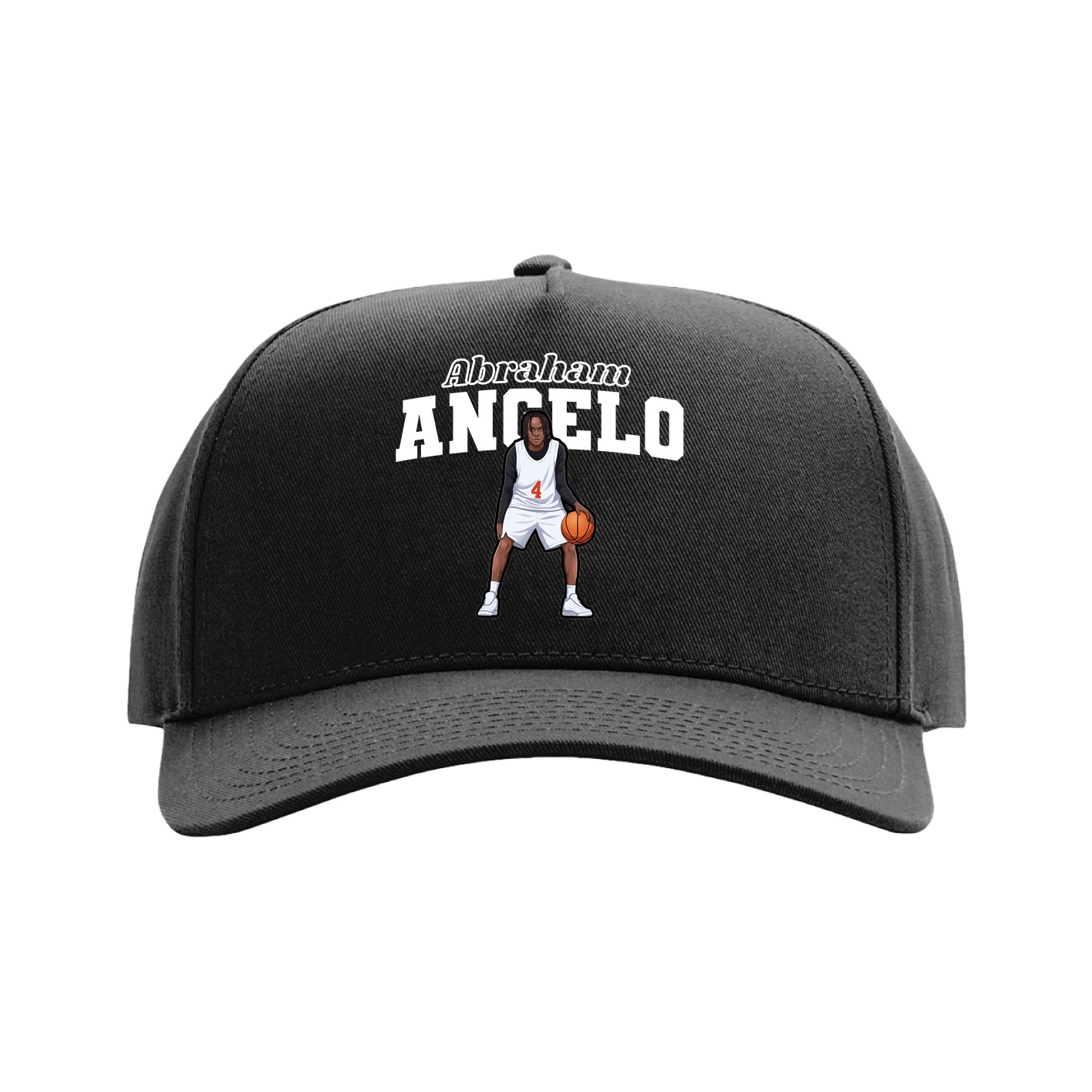 Full Fabric Five-Panel Champ Cap — Name Arch in Black