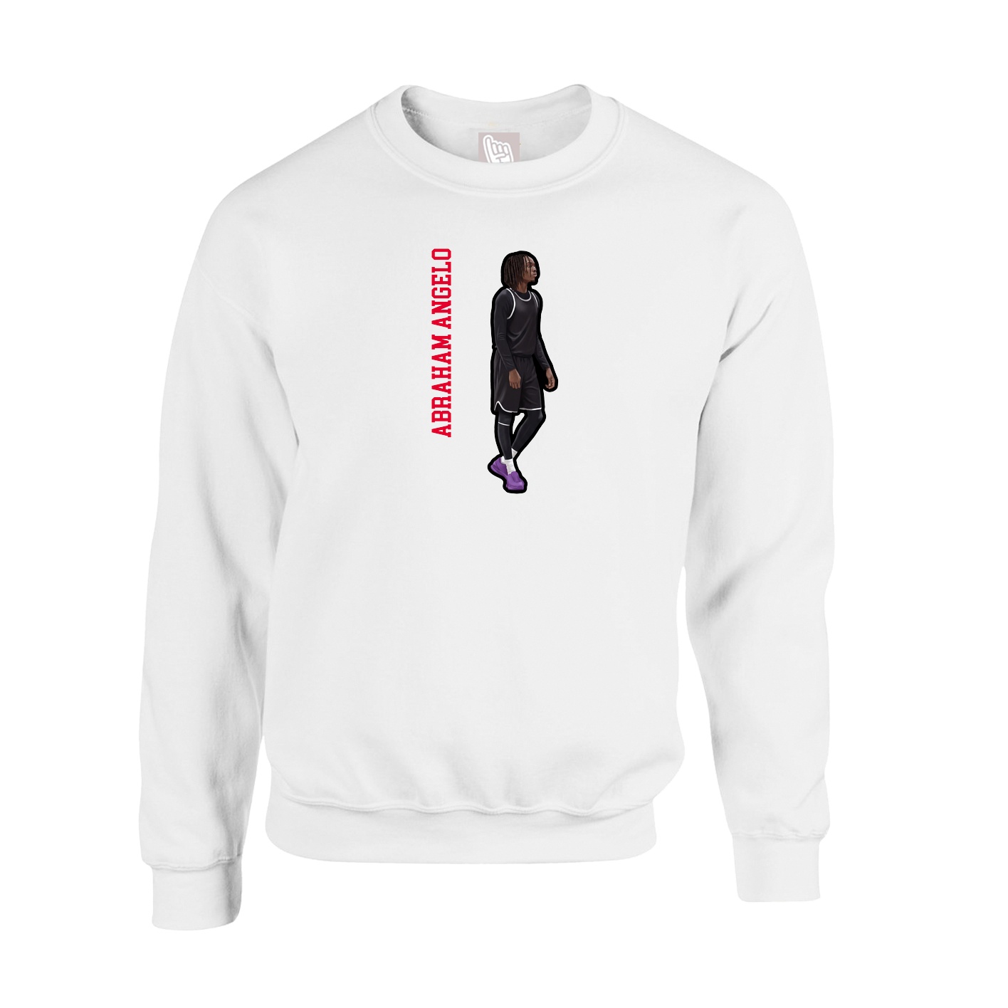 Fleece Crew — Name Vertical in White