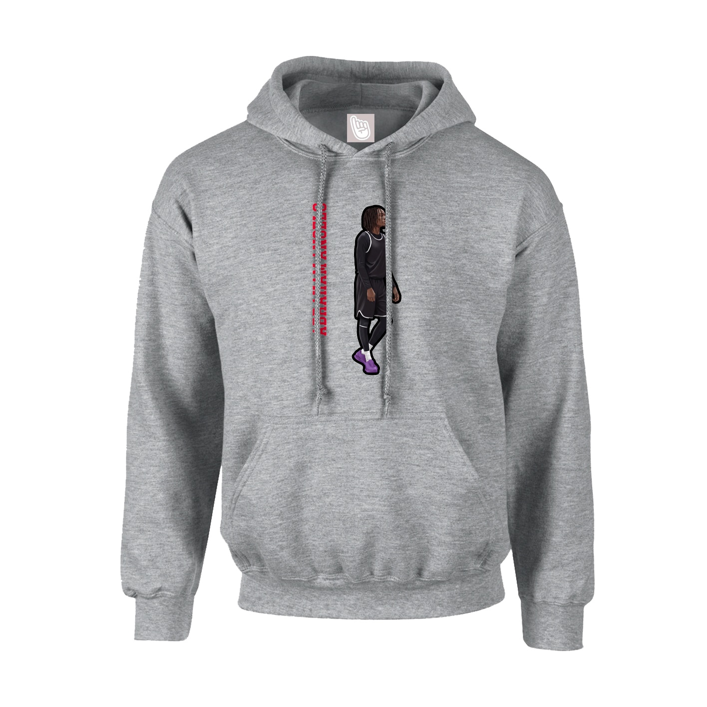 Youth Hoodie — Name Vertical in Grey