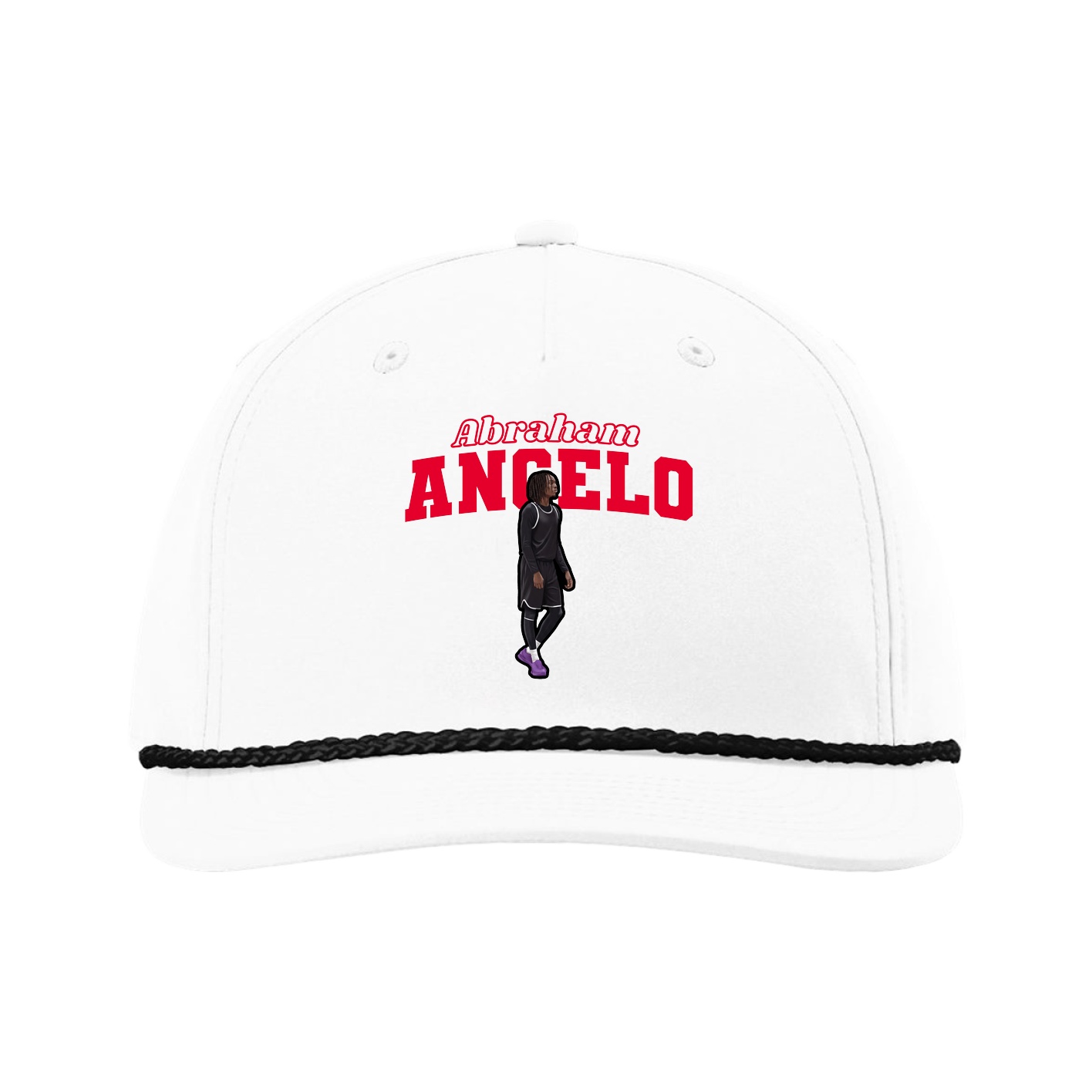 Five-Panel Classic Rope Cap — Name Arch in White