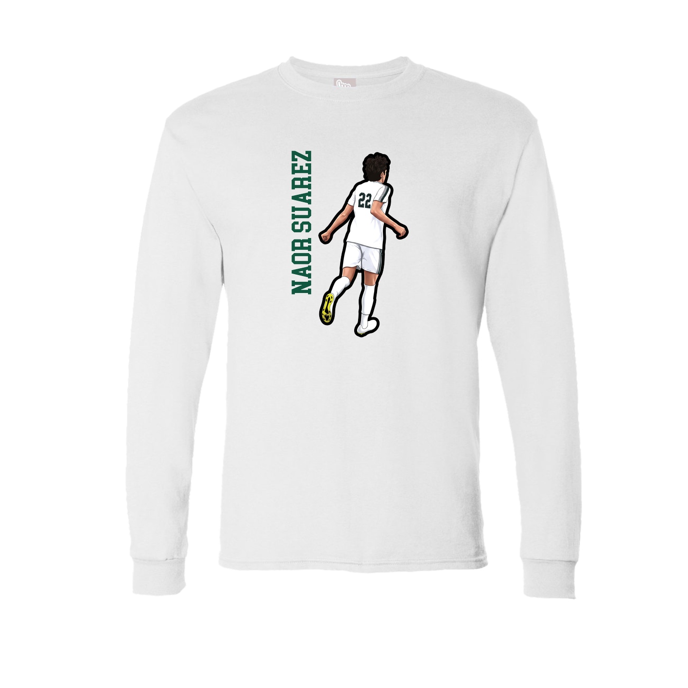 Long Sleeve Tee — Name Vertical in White