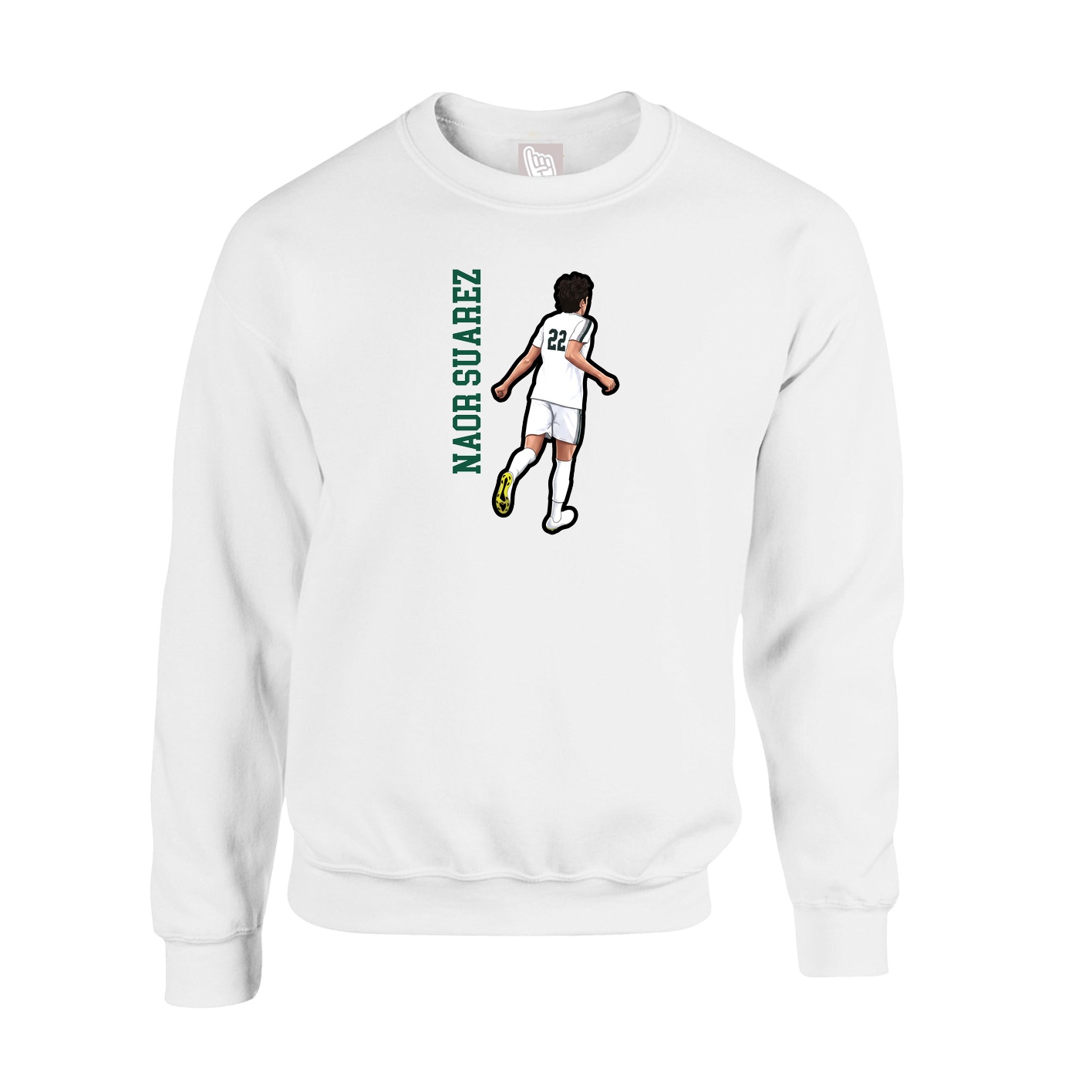 Fleece Crew — Name Vertical in White