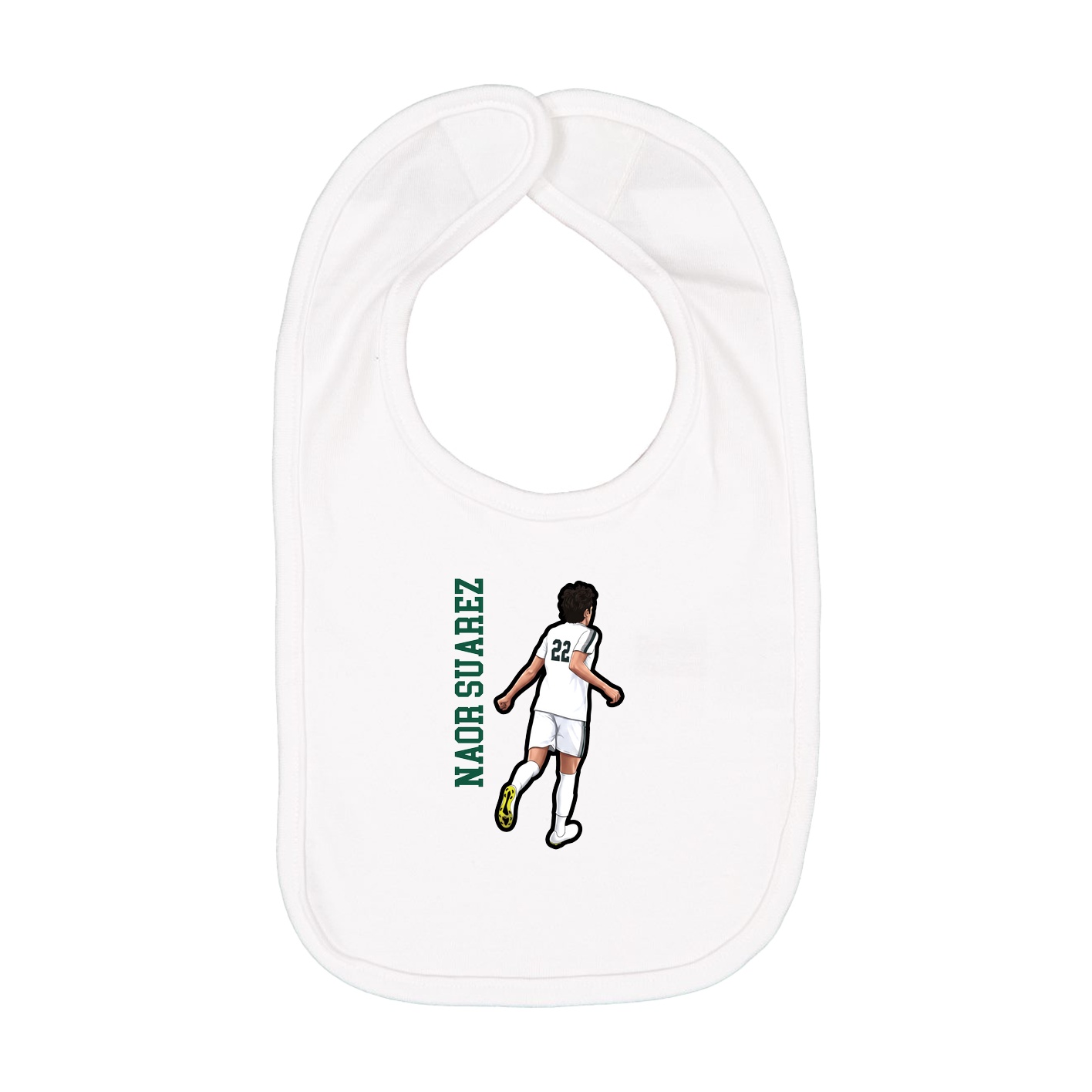 Infant Bib — Name Vertical in White