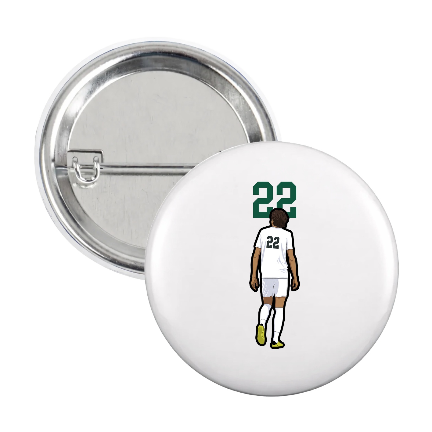 Game Day Button — Number Top in White