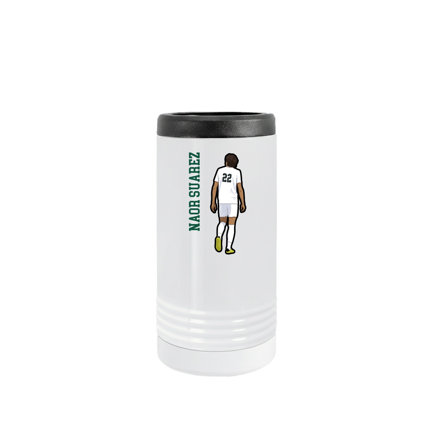 Slim Beverage Holder — Name Vertical in White