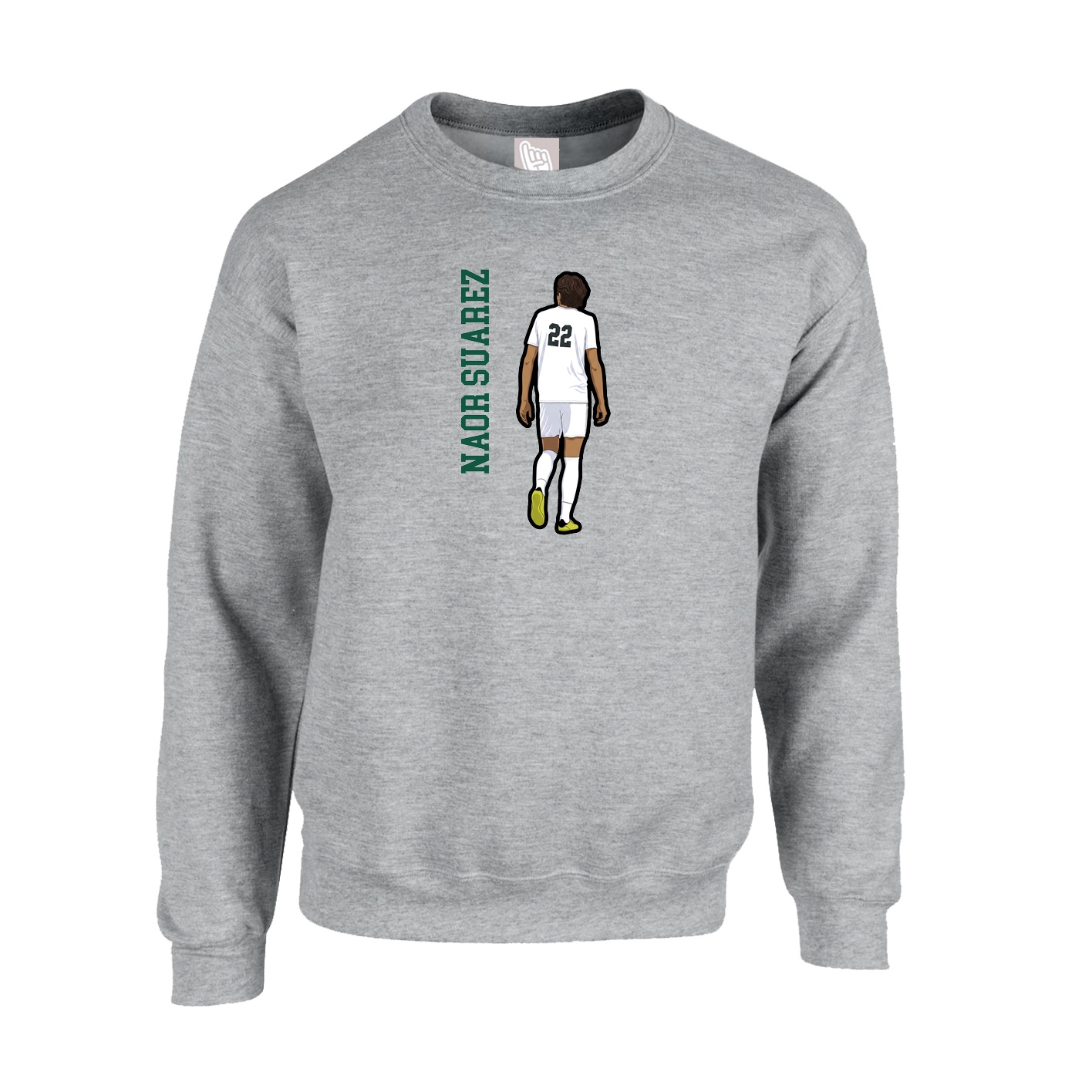 Fleece Crew — Name Vertical in Grey