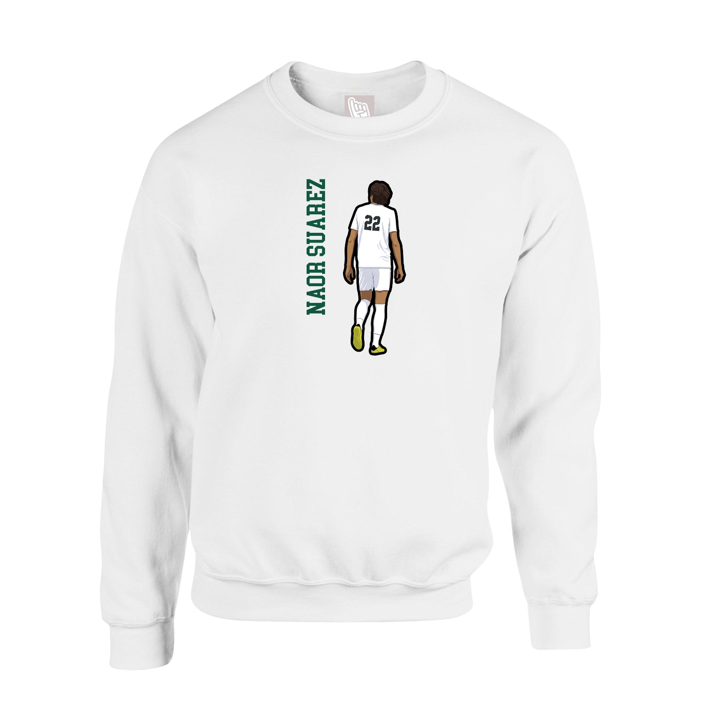 Fleece Crew — Name Vertical in White