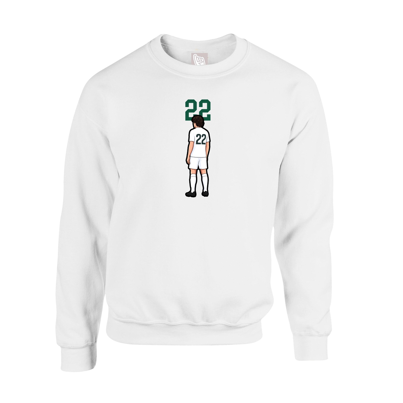 Fleece Crew — Number Top in White