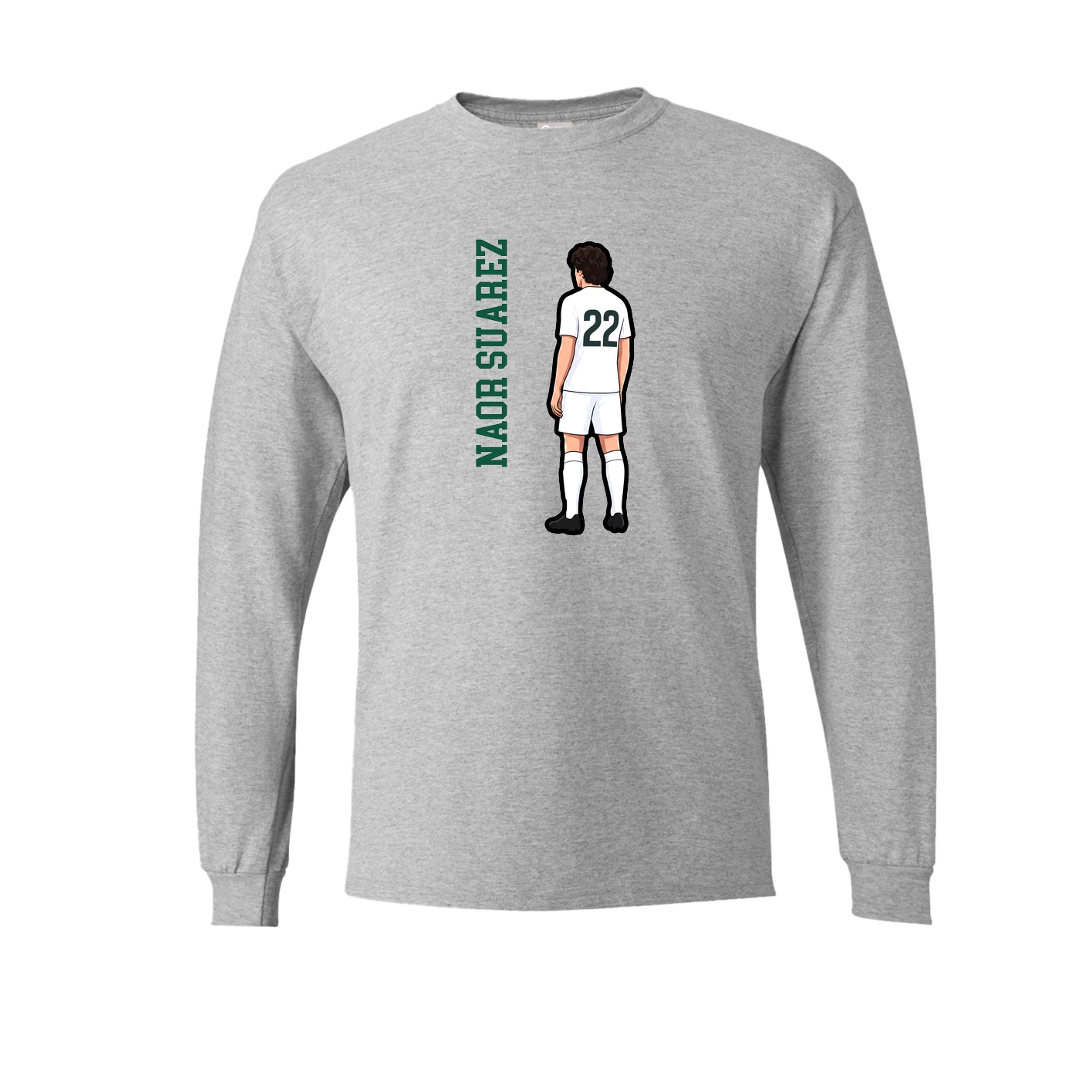 Long Sleeve Tee — Name Vertical in Grey