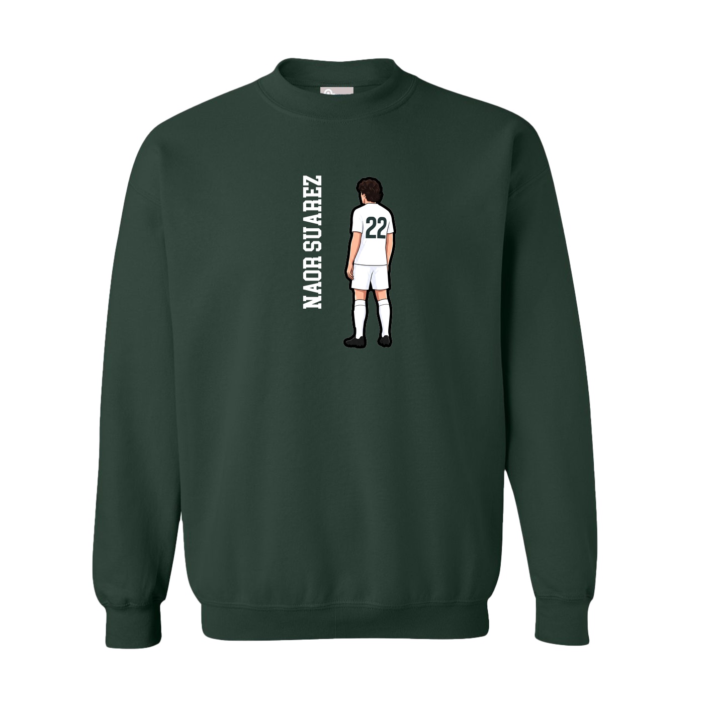 Fleece Crew — Name Vertical in Green