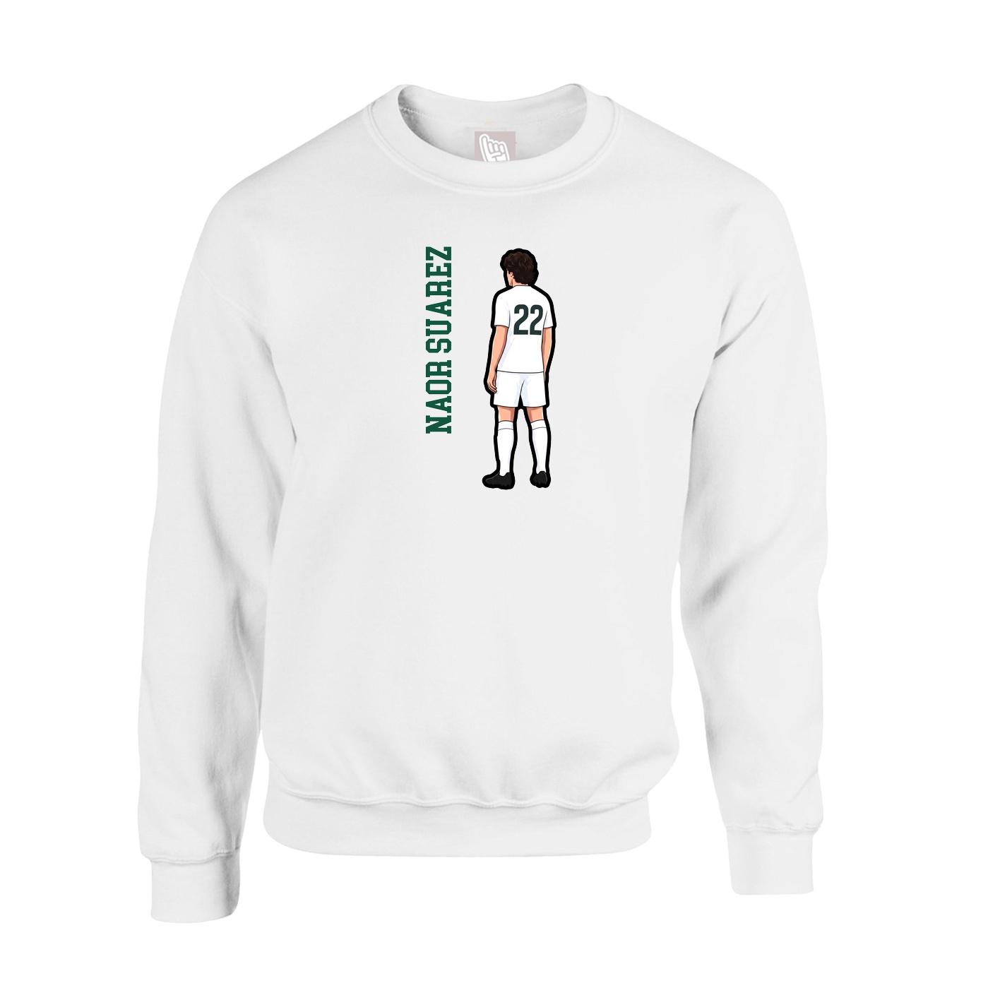 Fleece Crew — Name Vertical in White