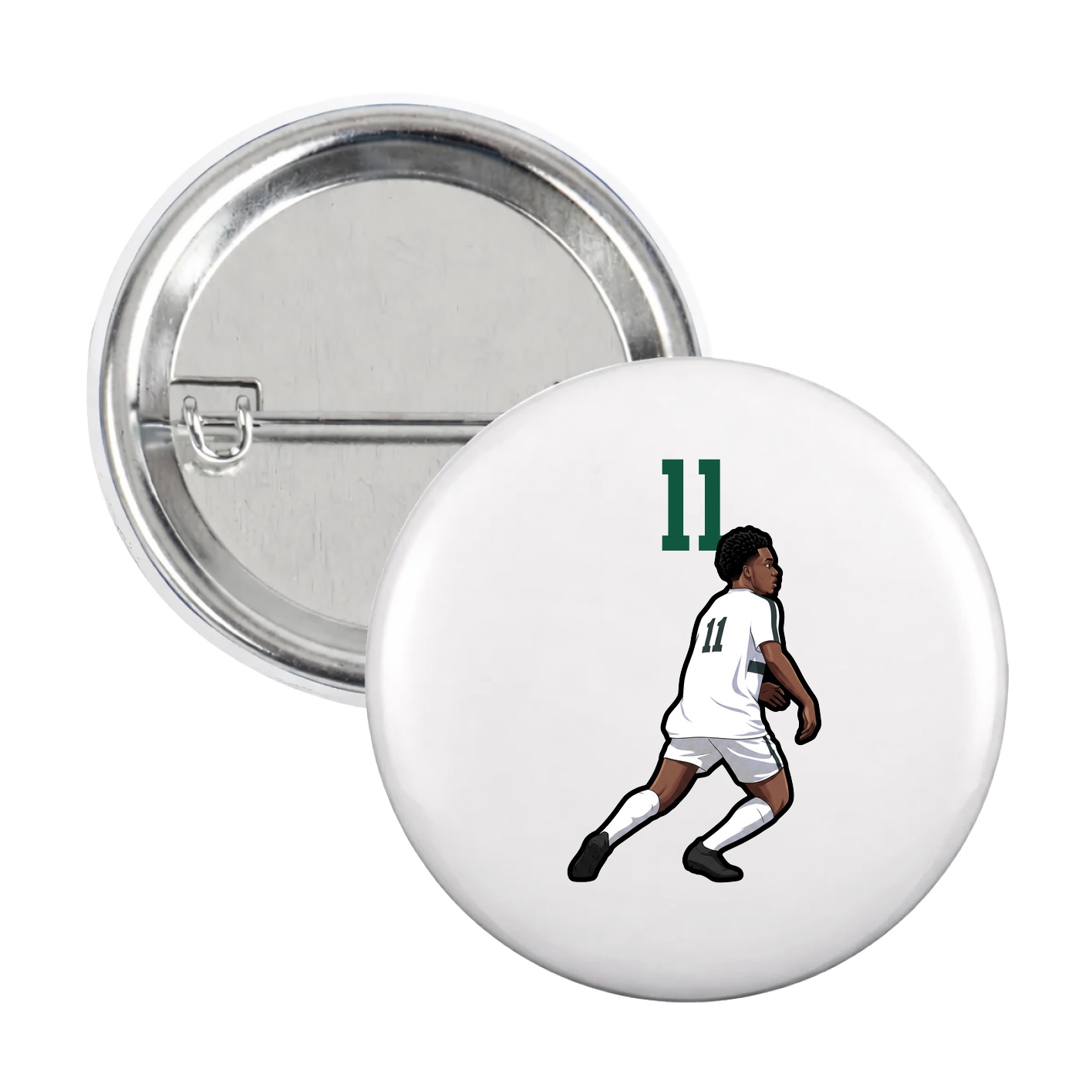 Game Day Button — Number Top in White