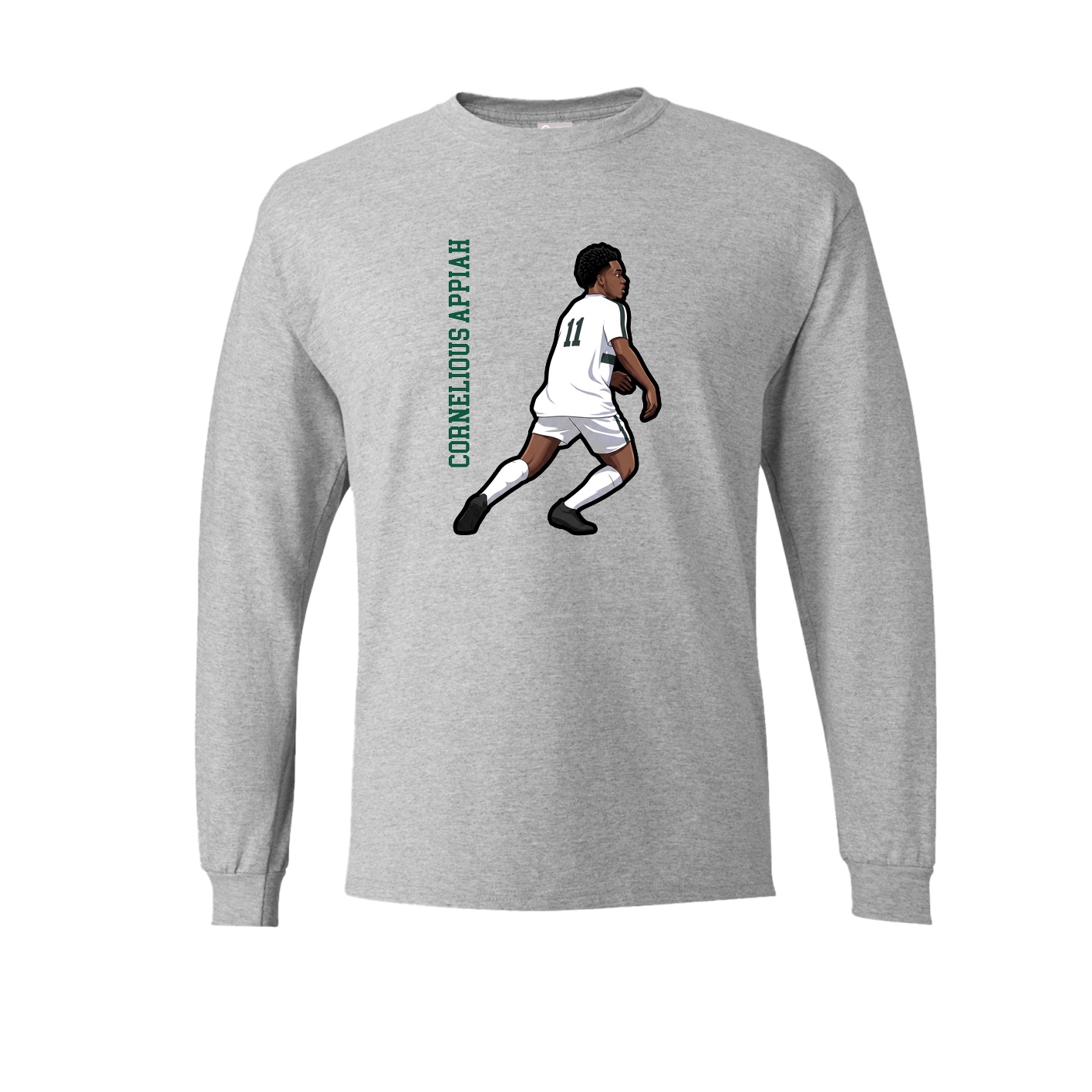 Long Sleeve Tee — Name Vertical in Grey
