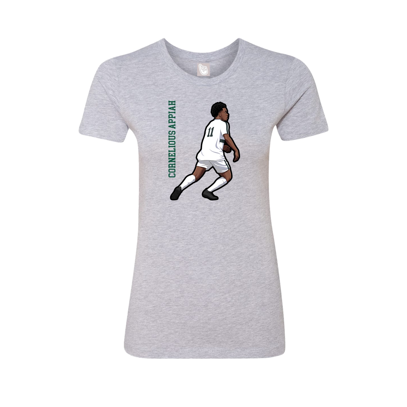 Fitted Women's Tee — Name Vertical in Grey