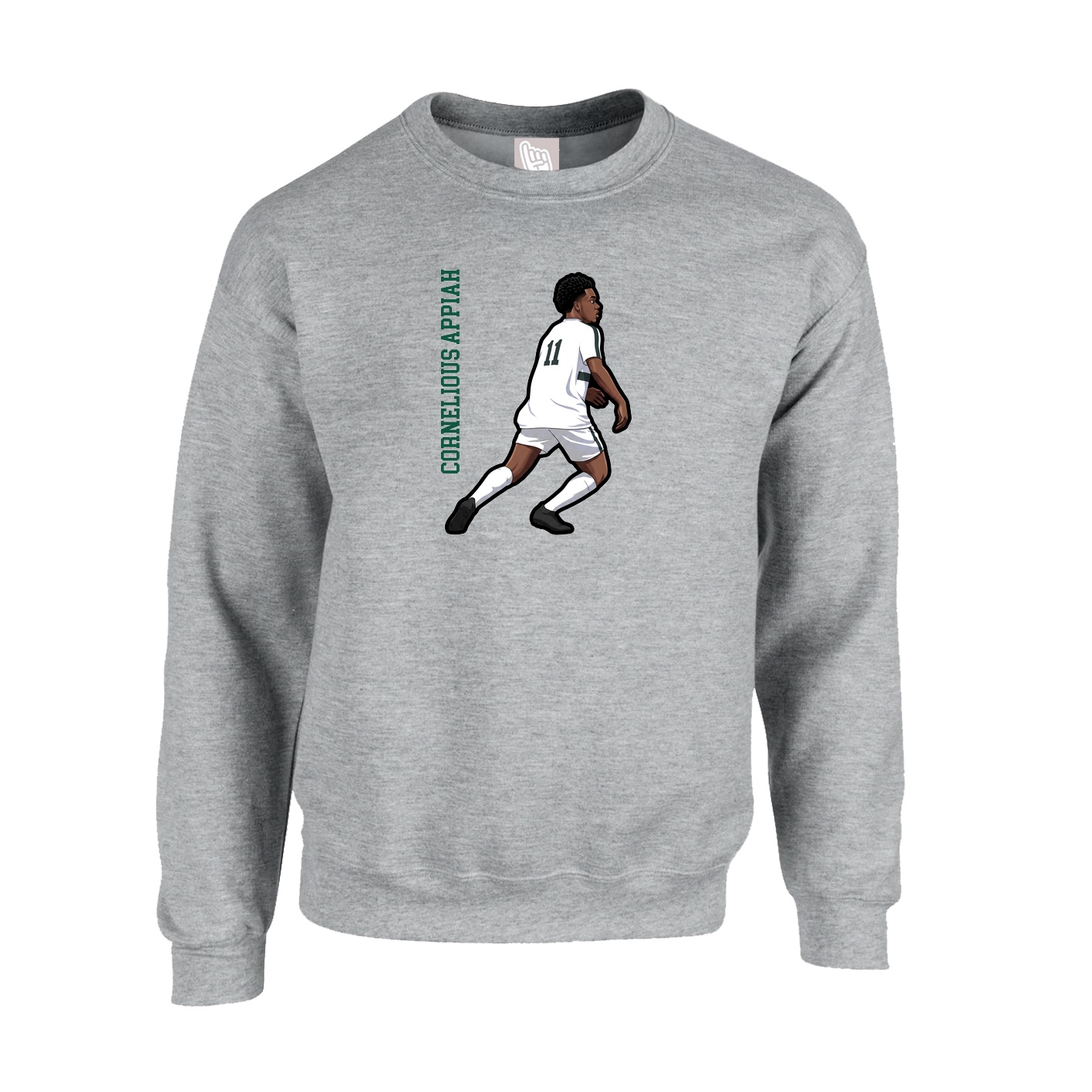 Fleece Crew — Name Vertical in Grey