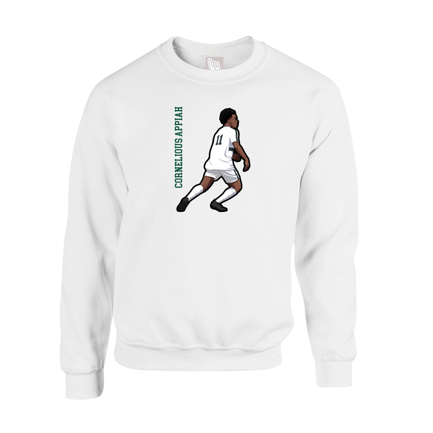 Fleece Crew — Name Vertical in White