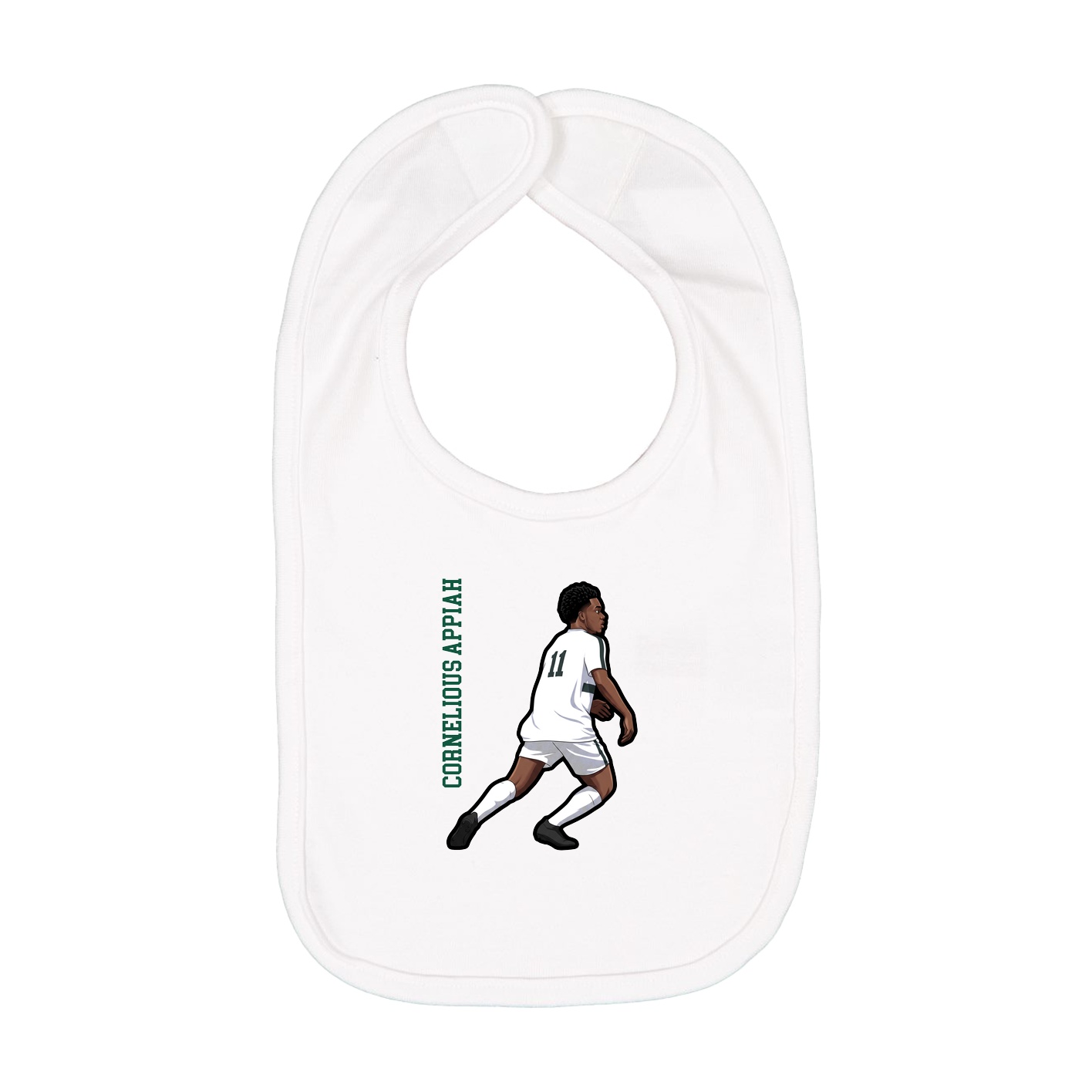 Infant Bib — Name Vertical in White