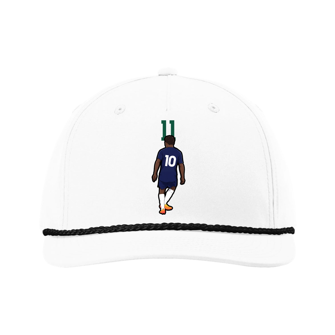 Five-Panel Classic Rope Cap — Number Top in White