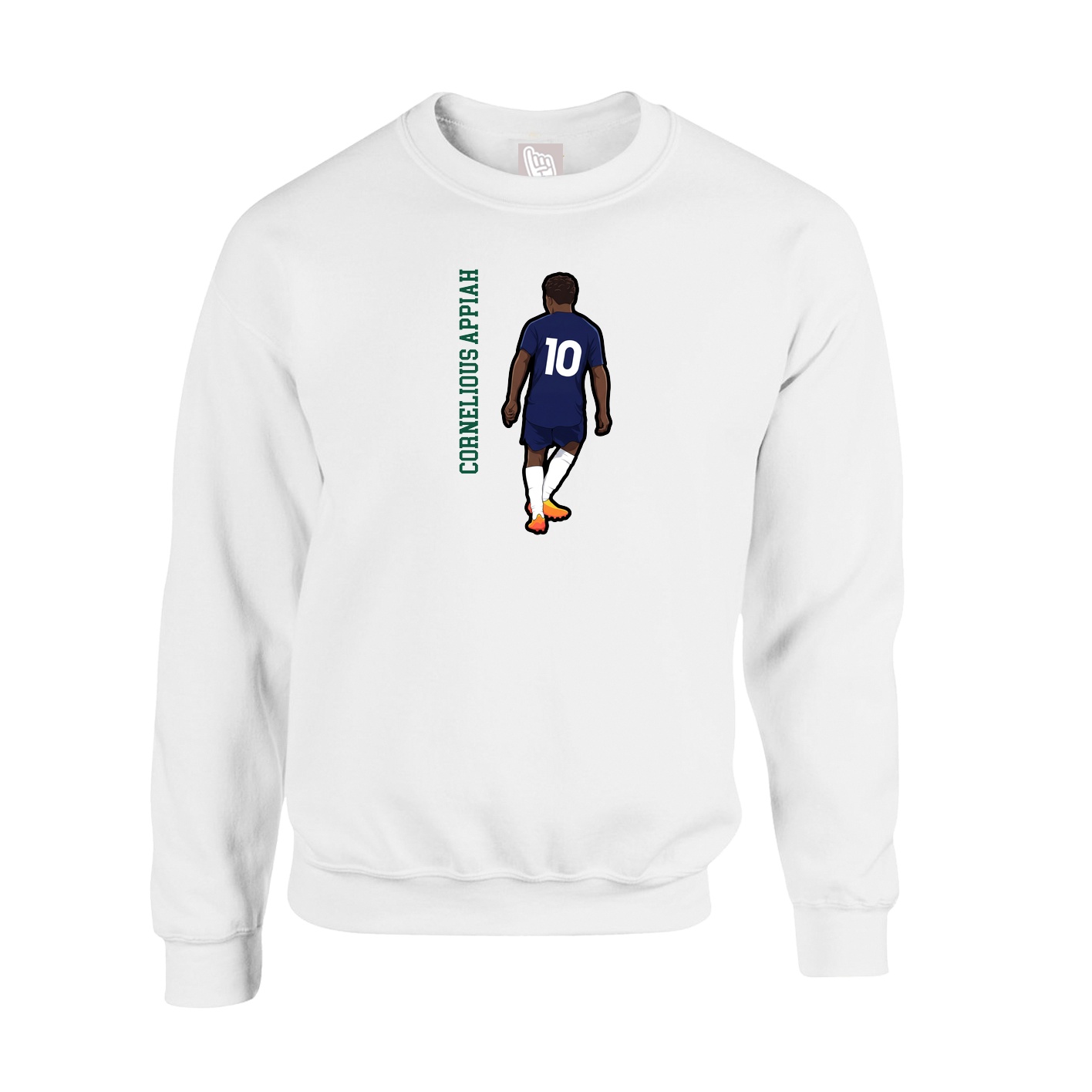 Fleece Crew — Name Vertical in White