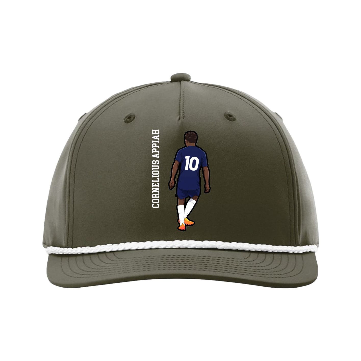 Five-Panel Classic Rope Cap — Name Vertical in Green