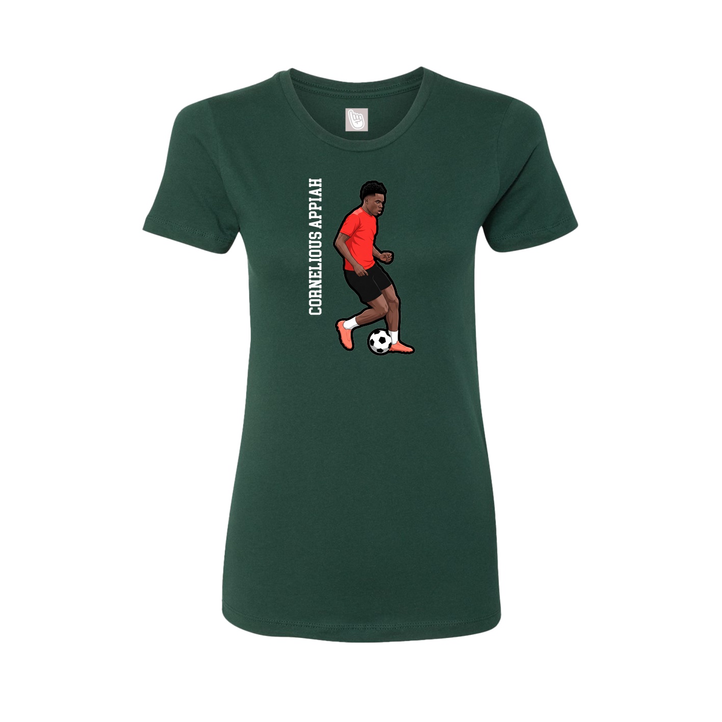 Fitted Women's Tee — Name Vertical in Green