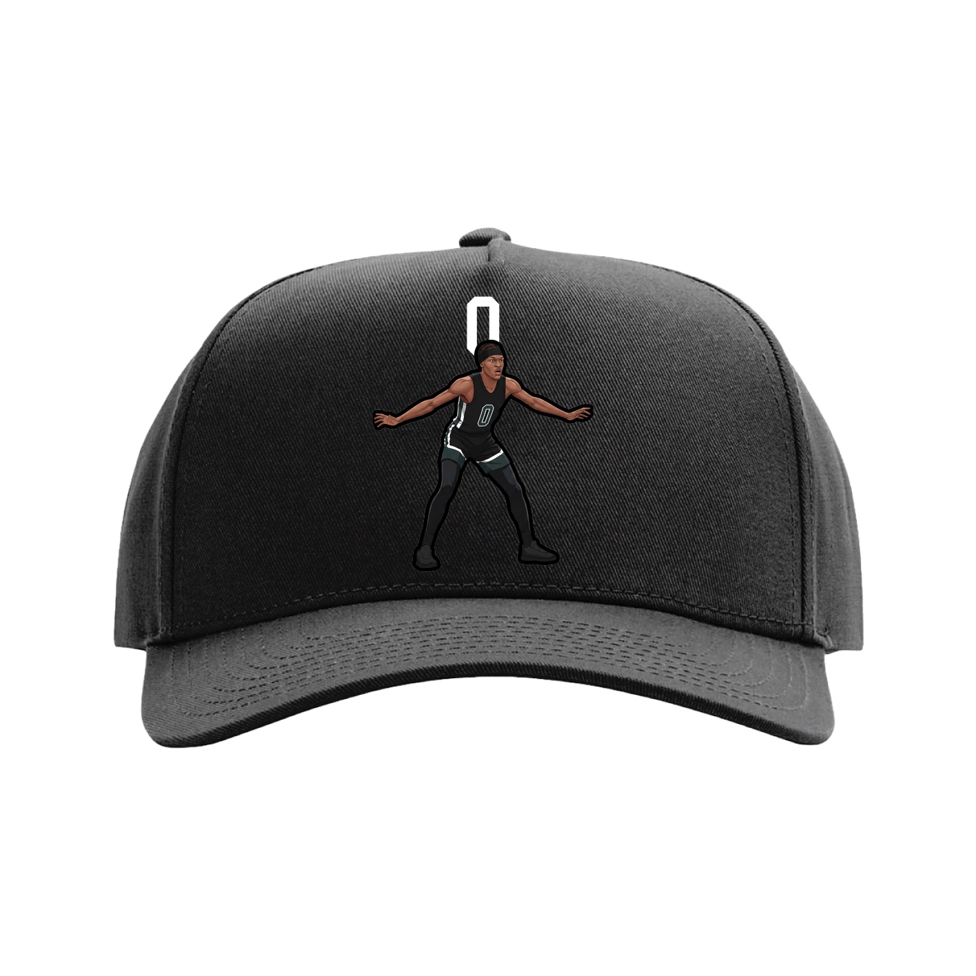 Full Fabric Five-Panel Champ Cap — Number Top in Black