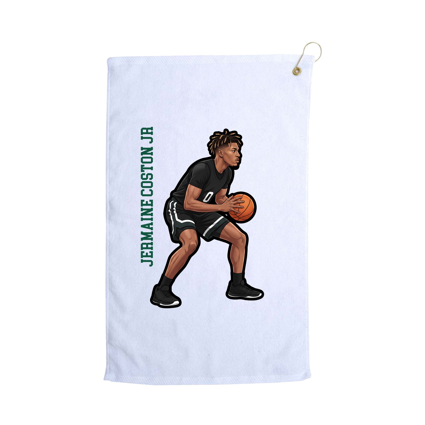 Golf Towel — Name Vertical in White
