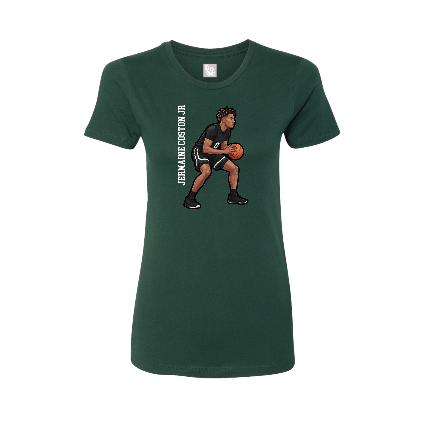 Womens Tee — Name Vertical in Green
