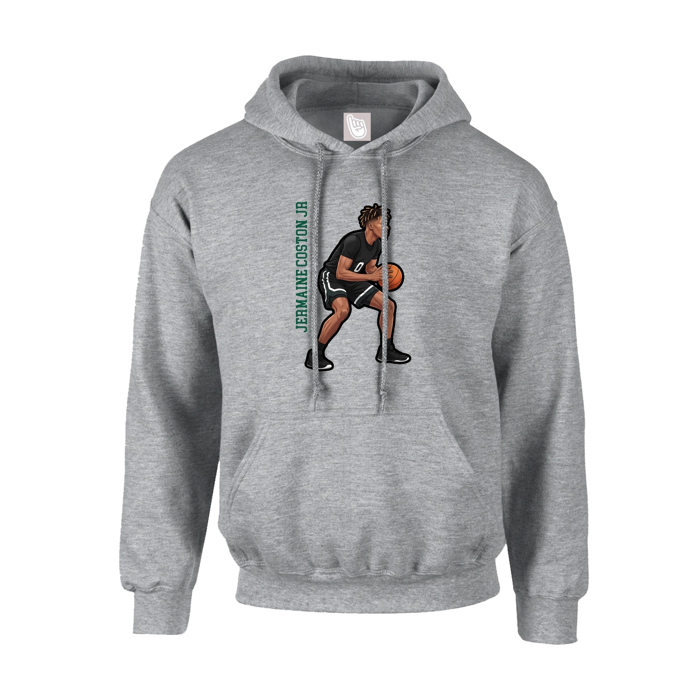 Hoodie — Name Vertical in Grey