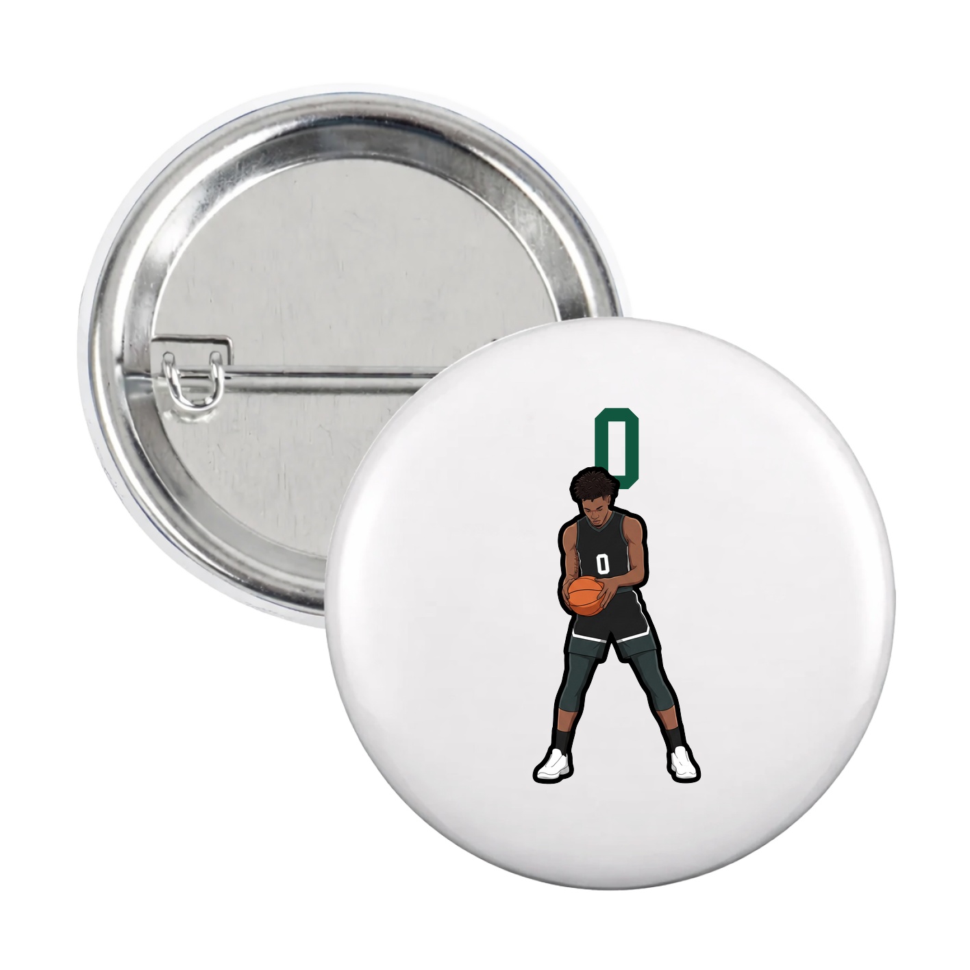 Game Day Button — Number Top in White