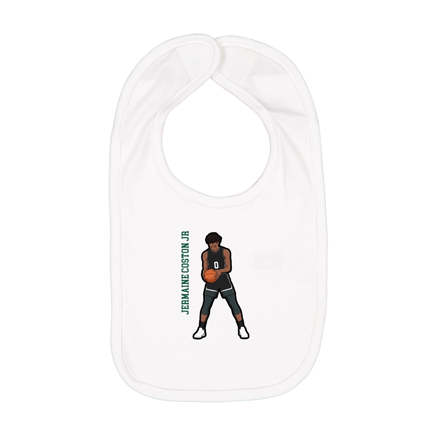 Infant Bib — Name Vertical in White