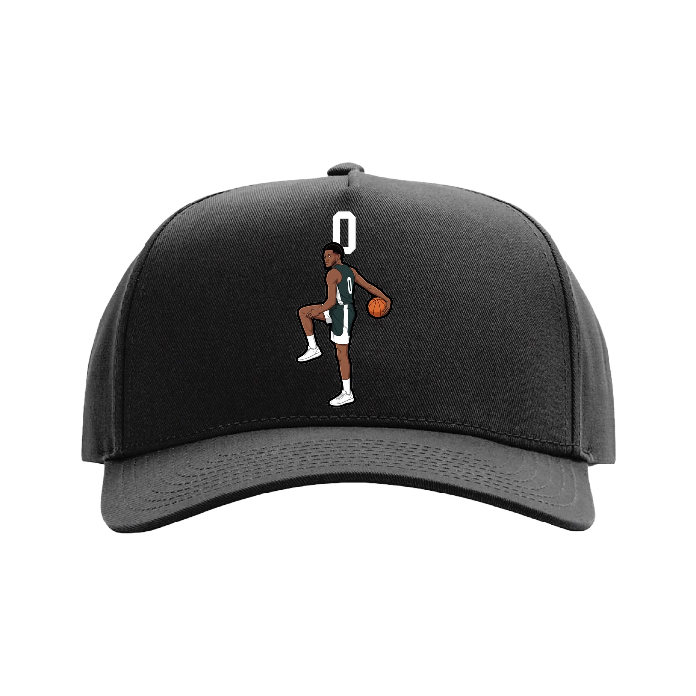 Full Fabric Five-Panel Champ Cap — Number Top in Black
