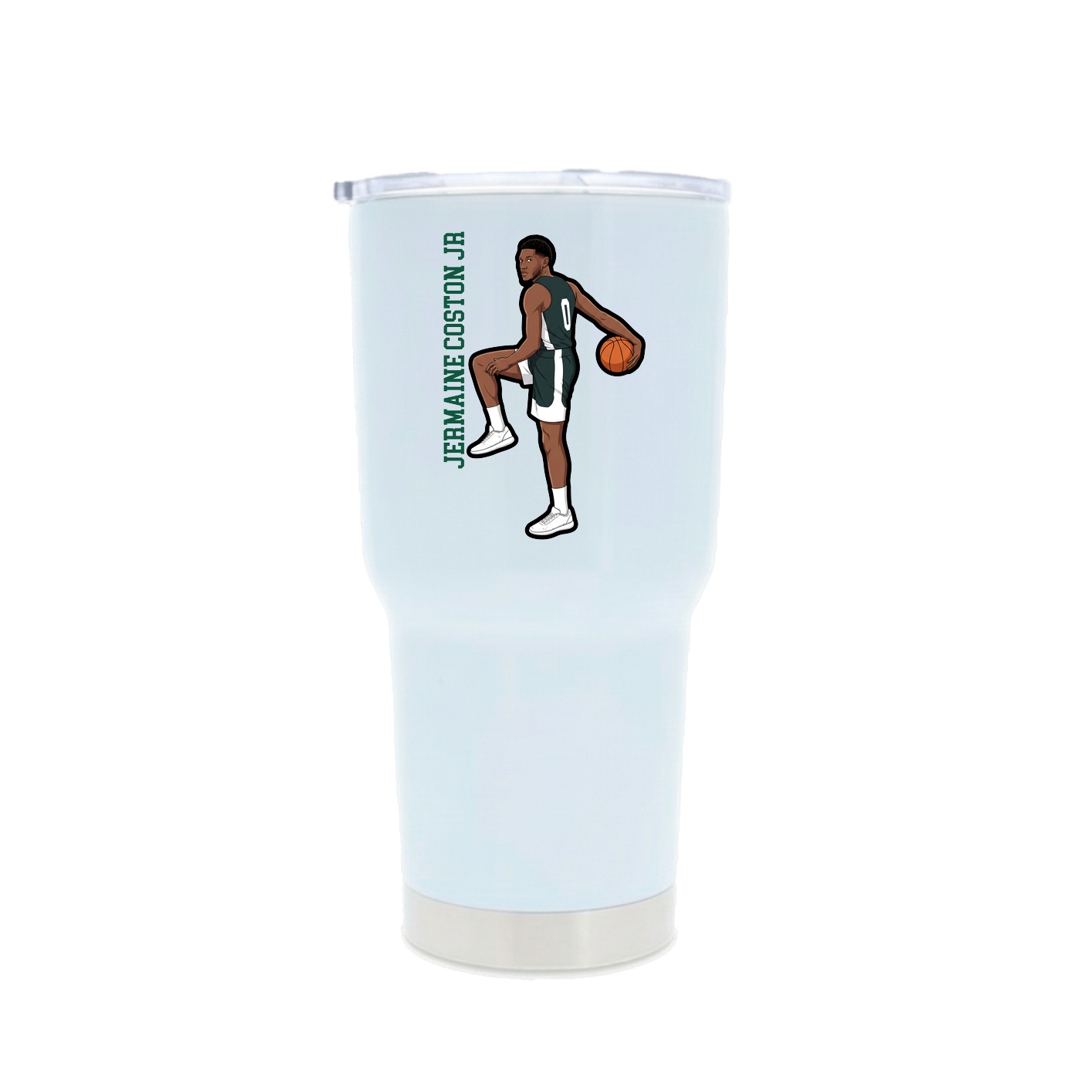 30oz Stainless Steel Tumbler — Name Vertical in White