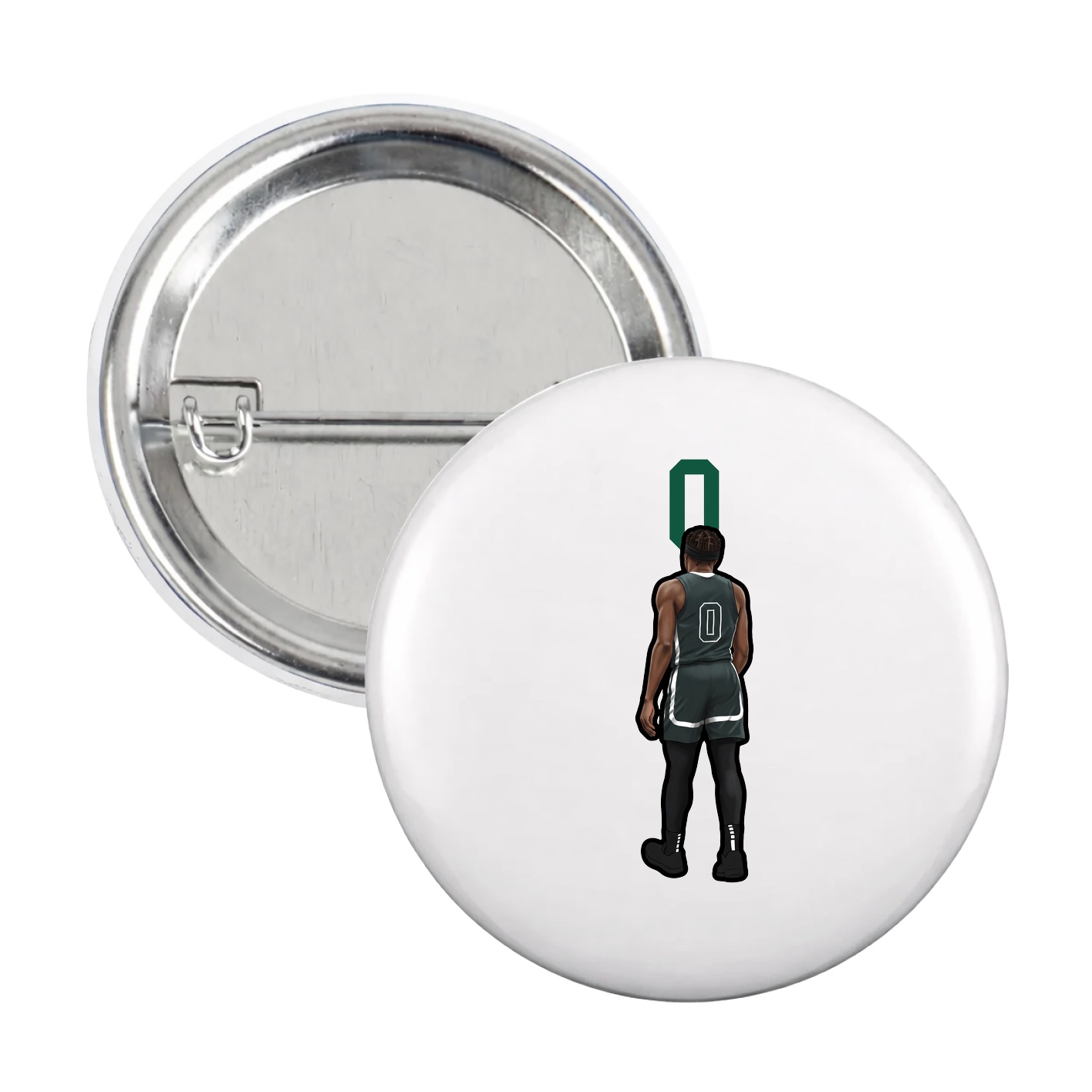 Game Day Button — Number Top in White