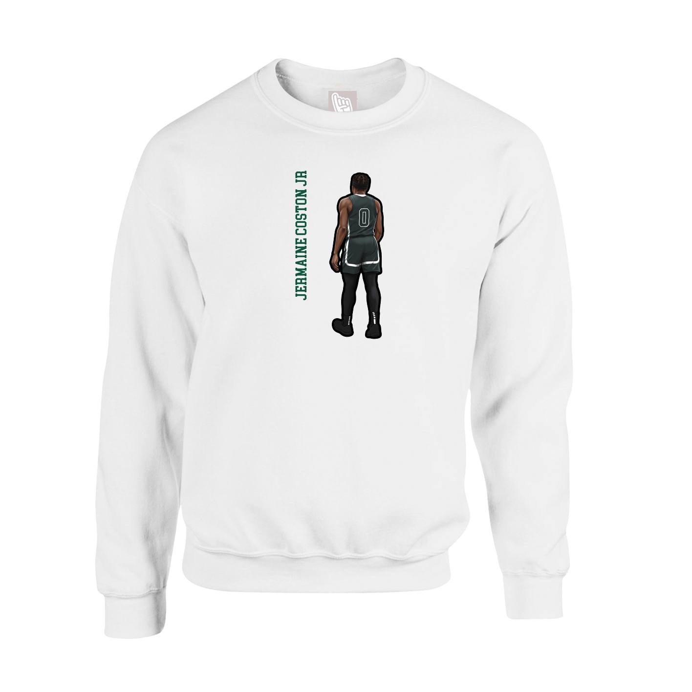 Fleece Crew — Name Vertical in White
