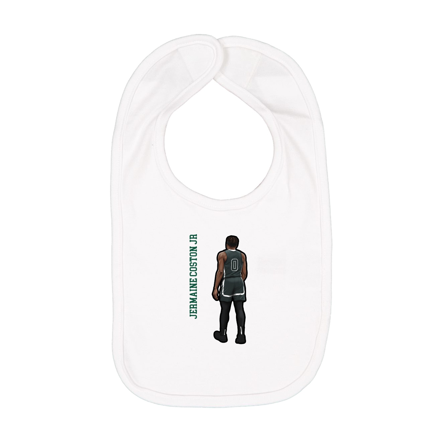 Infant Bib — Name Vertical in White